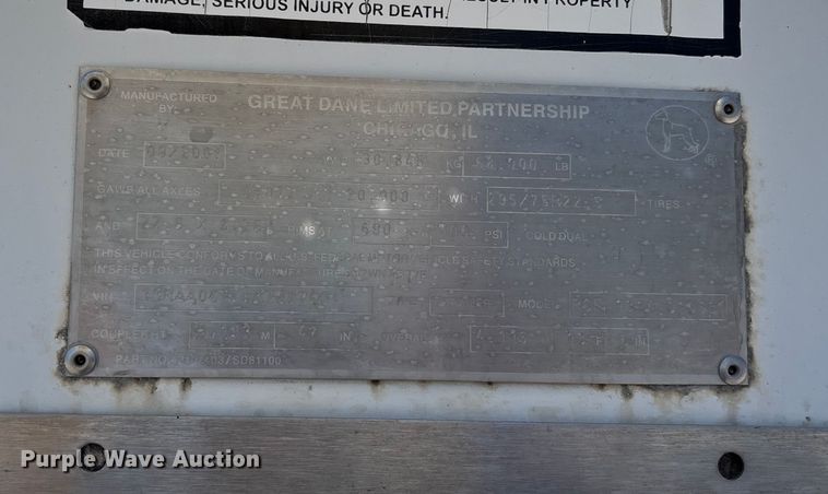 image for item DU1400 2009 Great Dane dry van trailer