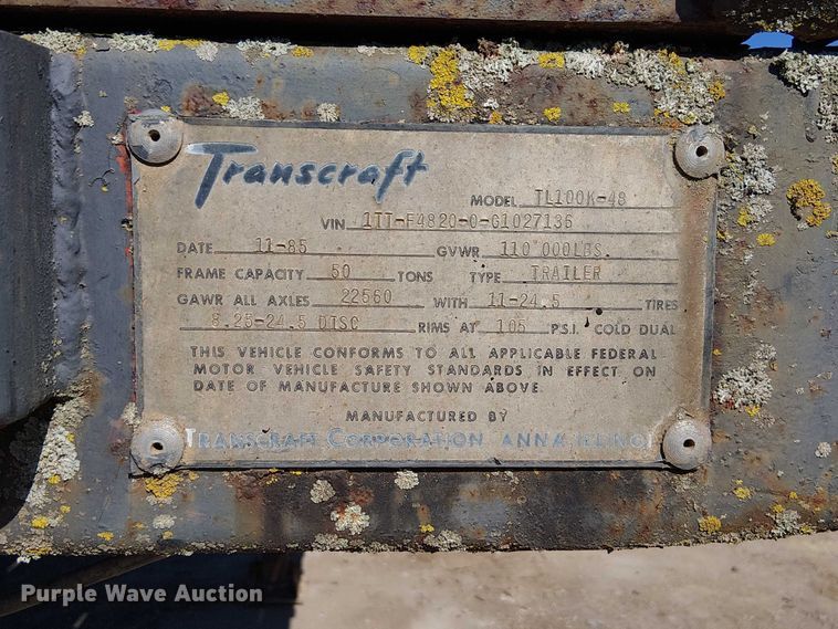 image for item DU3646 1986 Transcraft TL100K-48 flatbed trailer