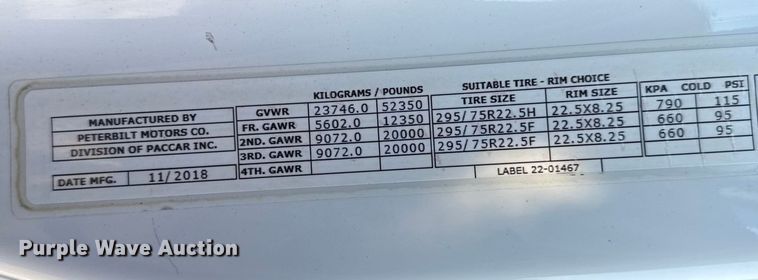 image for item DW6641 2019 Peterbilt 579 semi truck