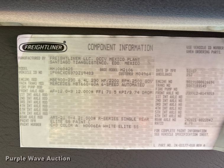 image for item EA7581 2007 Freightliner Business Class M2 box truck