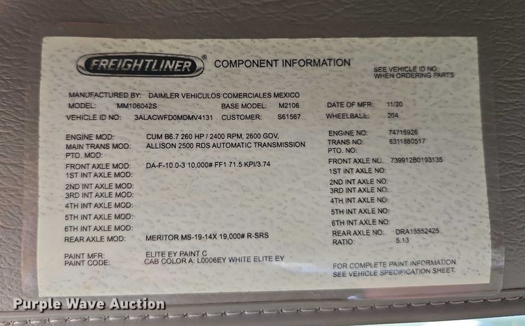 image for item EB8380 2021 Freightliner M2 flatbed truck