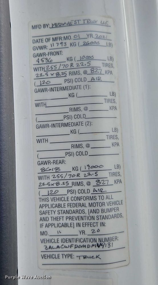 image for item EB8380 2021 Freightliner M2 flatbed truck