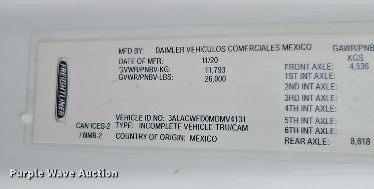 image for item EB8380 2021 Freightliner M2 flatbed truck