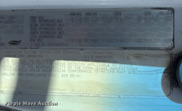 image for item EC3857 2003 Sterling L-Line truck cab and chassis