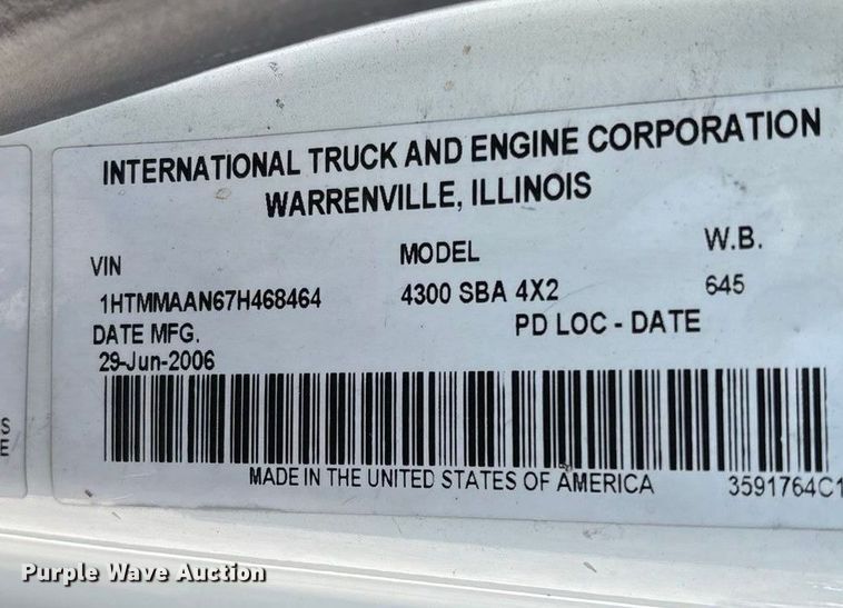 image for item ED2278 2007 International 4300 refrigerated delivery truck