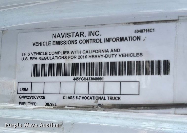 image for item ED2279 2016 International 4300 truck cab and chassis