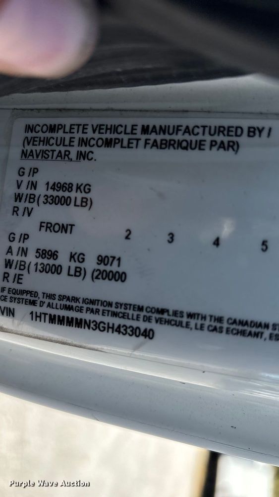 image for item ED2279 2016 International 4300 truck cab and chassis