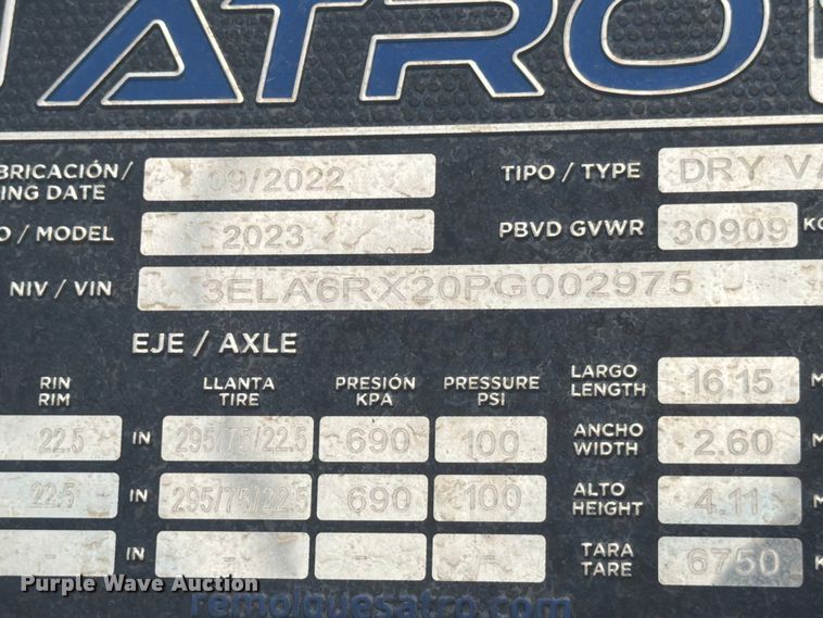 image for item ED4986 2023 Atro 2023 dry van trailer