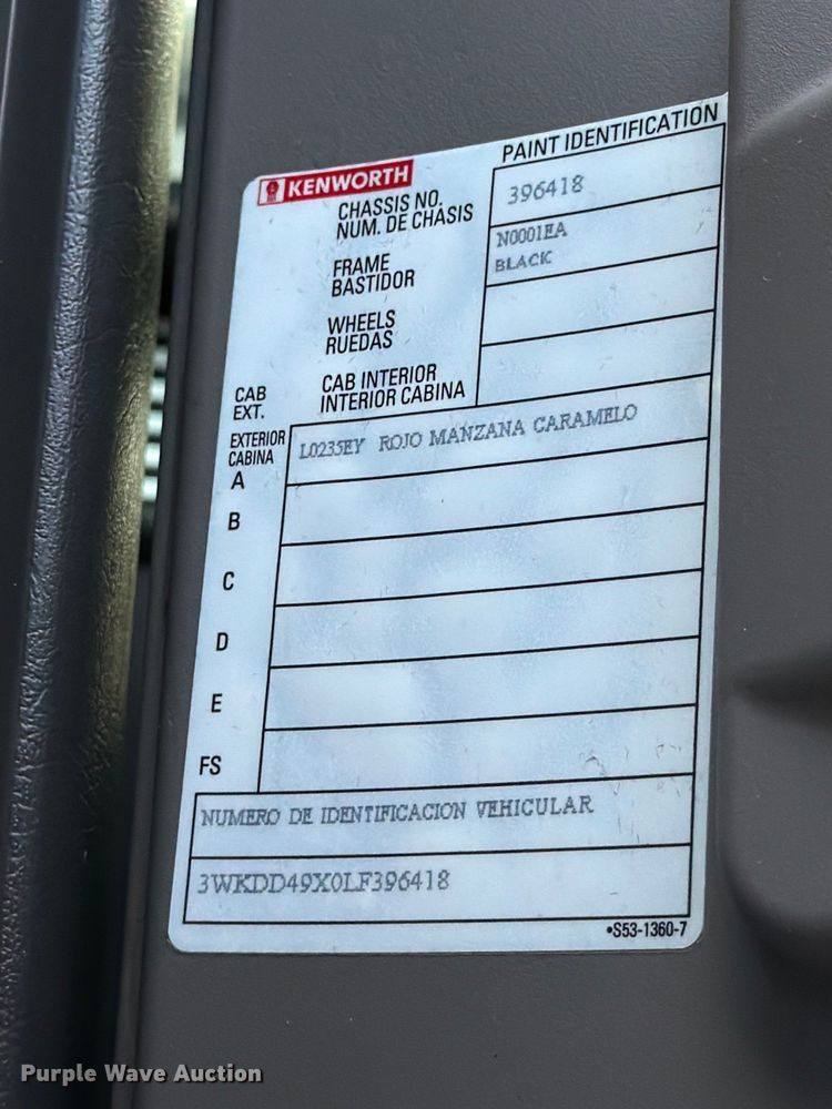 image for item ED5959 2020 Kenworth T800 semi truck