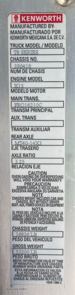 image for item ED5959 2020 Kenworth T800 semi truck