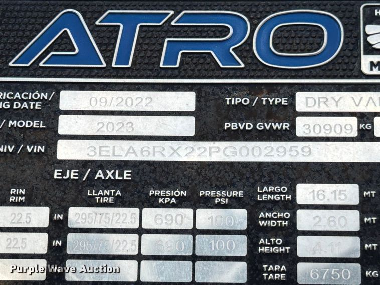 image for item ED5978 2023 Atro 2023 dry van trailer