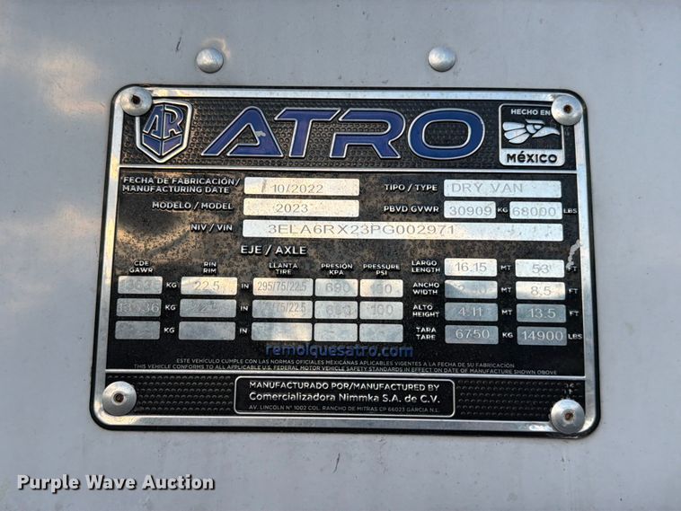 image for item ED5980 2023 Atro 2023 dry van trailer