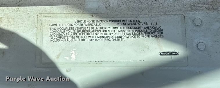 image for item EF2200 2016 Freightliner Business Class M2 box truck