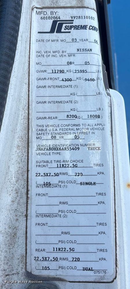 image for item EM6050 2006 Nissan UD2600 box truck