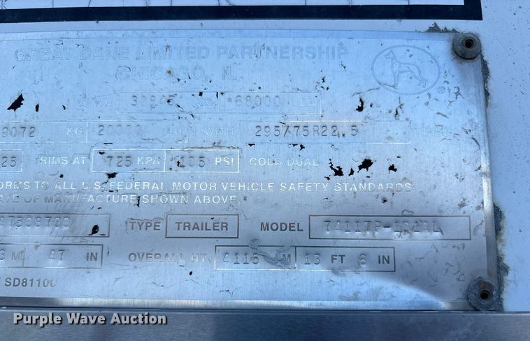 image for item EM6115 2004 Great Dane 7411TP-101AL dry van trailer