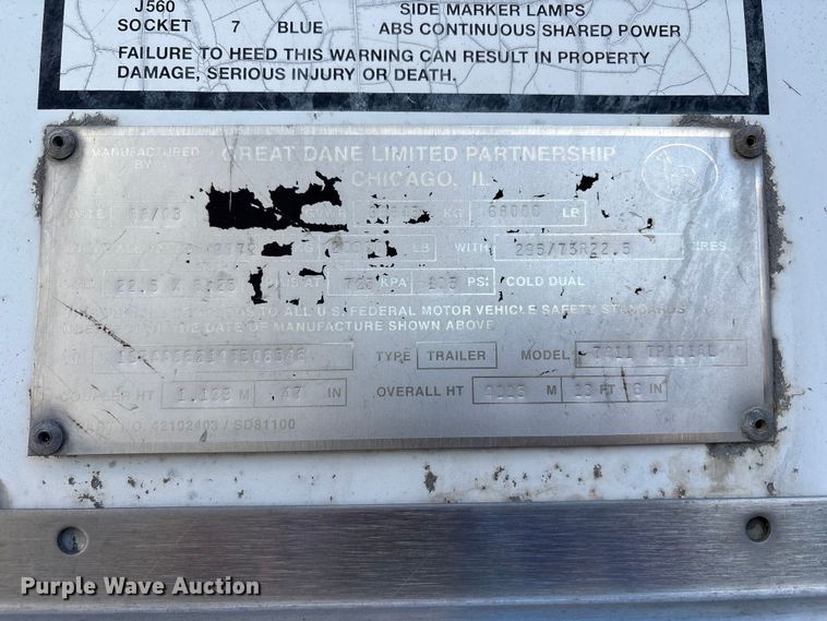 image for item EM6116 2004 Great Dane 7411 TP101AL dry van trailer