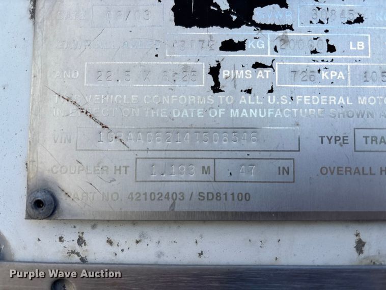 image for item EM6116 2004 Great Dane 7411 TP101AL dry van trailer