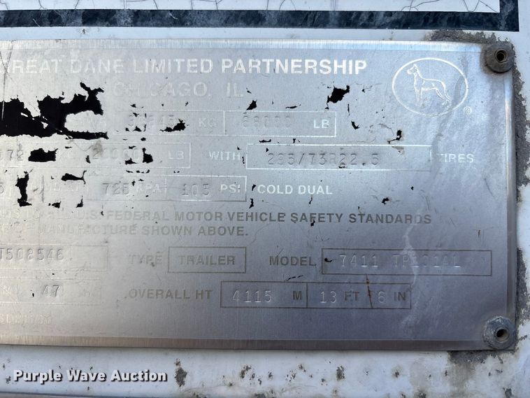 image for item EM6116 2004 Great Dane 7411 TP101AL dry van trailer