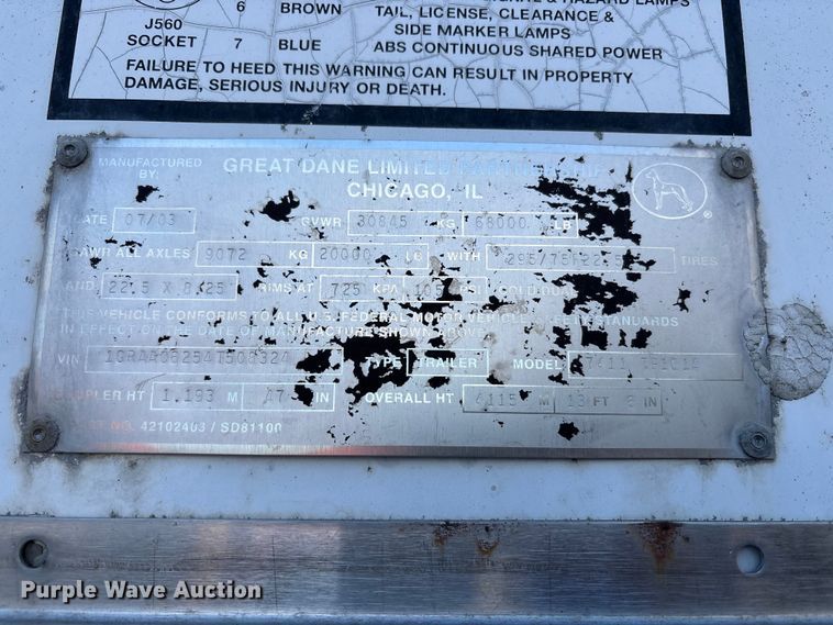 image for item EM6117 2004 Great Dane 7411 TP101A dry van trailer
