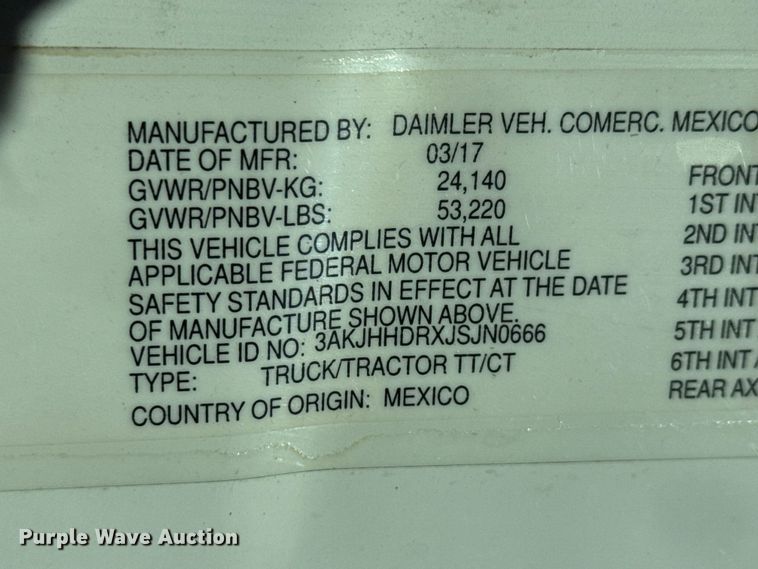 image for item EM8445 2018 Freightliner Cascadia semi truck
