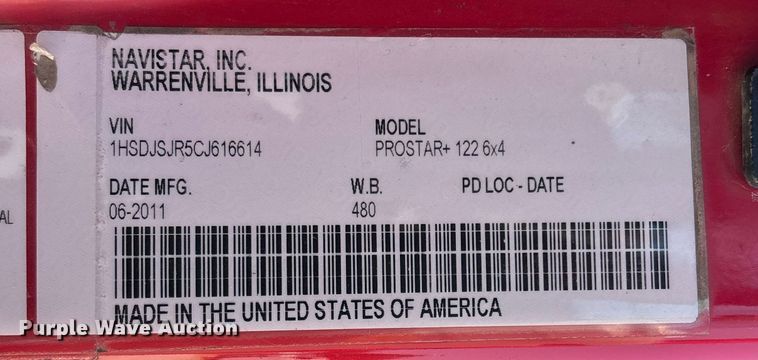 image for item EN5525 2012 International ProStar Plus Eagle semi truck