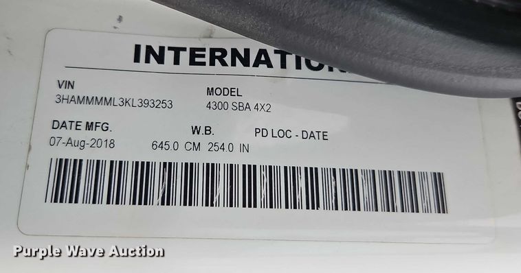 image for item EO4714 2019 International MA025 box truck