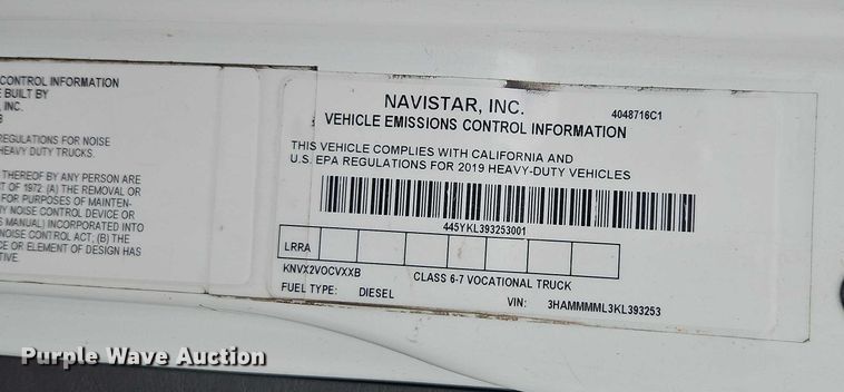 image for item EO4714 2019 International MA025 box truck