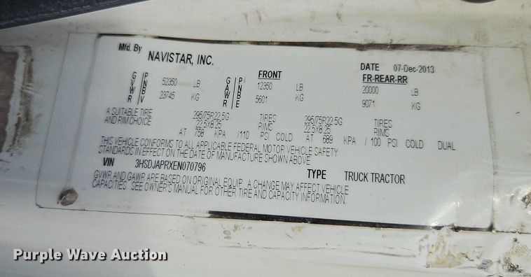 image for item EO4724 2014 International ProStar semi truck