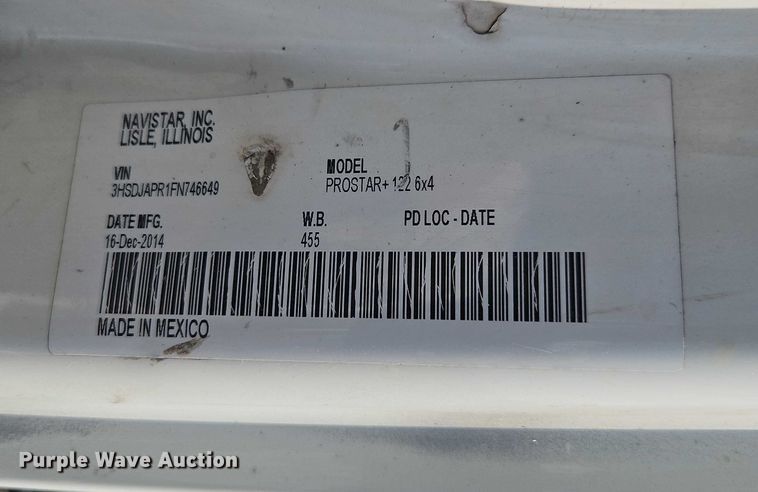 image for item EO4725 2015 International ProStar semi truck