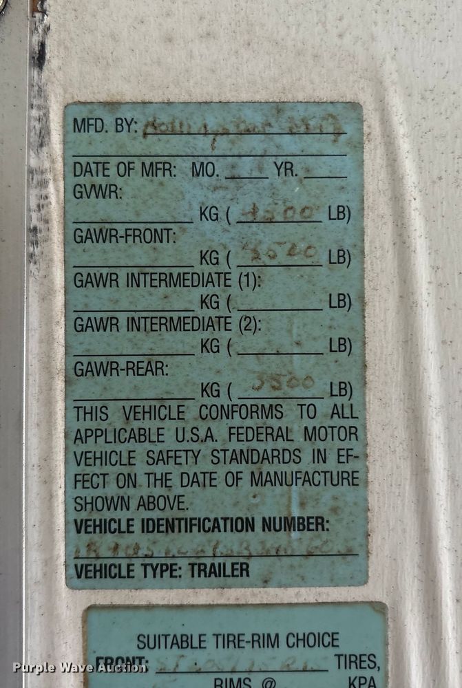 image for item ET8581 2003 Rollingstar Manufacturing Inc. fiber optic splicing trailer