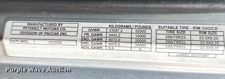 image for item EU6094 2009 Peterbilt 389 semi truck