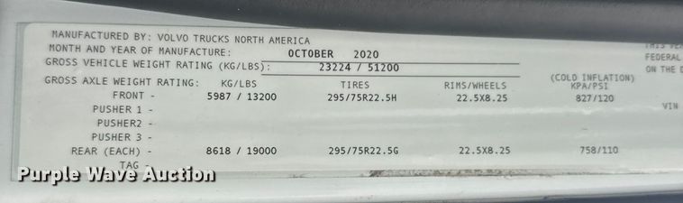 image for item EU6262 2021 Volvo VNL semi truck