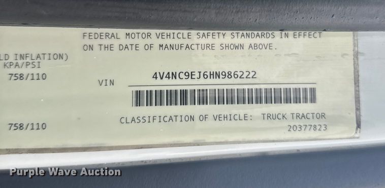 image for item EU6263 2017 Volvo VNL semi truck