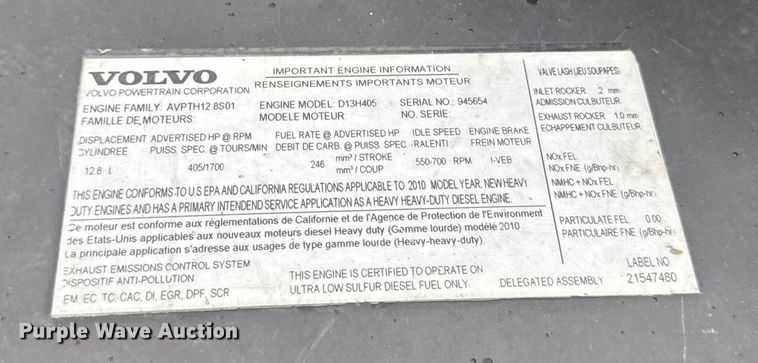 image for item EU6264 2011 Volvo VNL semi truck