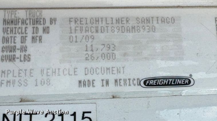 image for item EU7025 2009 Freightliner Business Class M2 truck cab and chassis