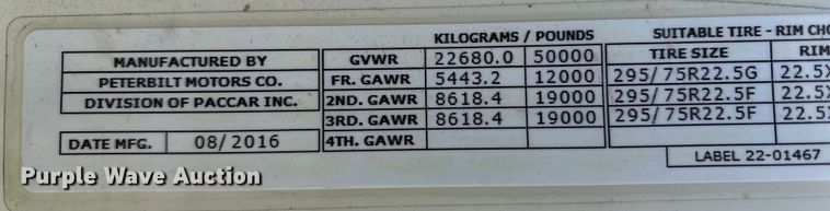 image for item YA0791 2017 Peterbilt 579 semi truck