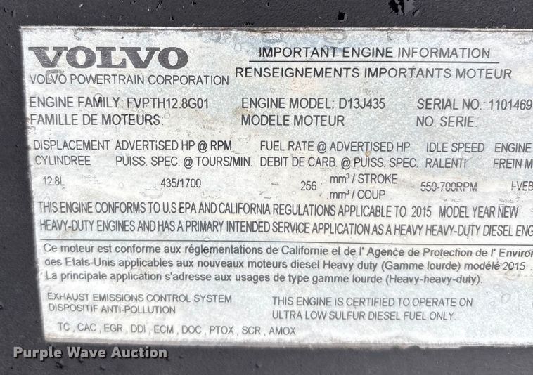 image for item YA1028 2016 Volvo VNL semi truck