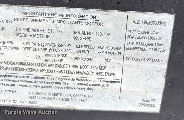 image for item YA1028 2016 Volvo VNL semi truck