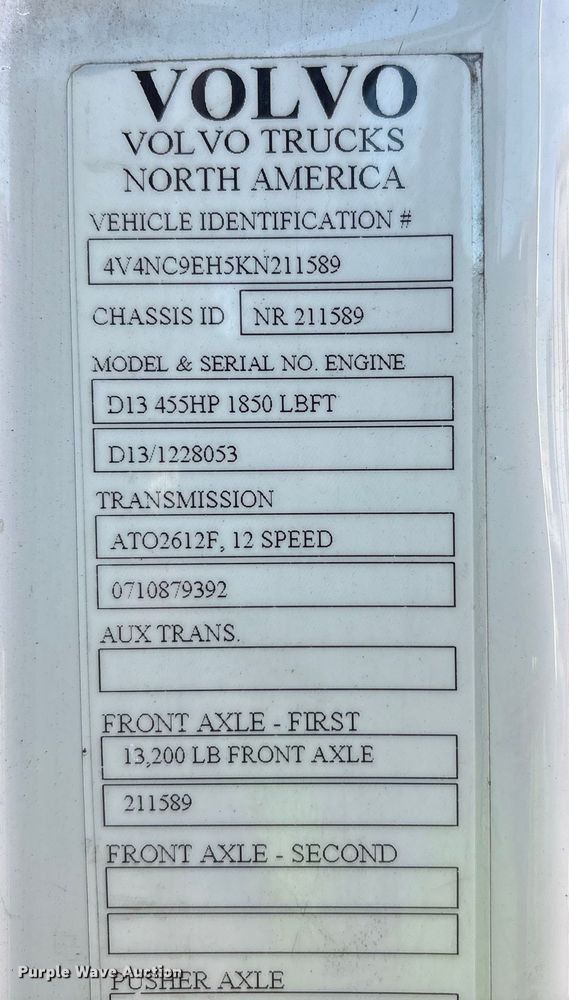 image for item YA1037 2019 Volvo VNL semi truck