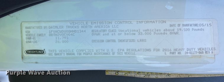 image for item YA1257 2016 Freightliner Business Class M2 forestry bucket truck