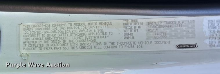 image for item YA1257 2016 Freightliner Business Class M2 forestry bucket truck