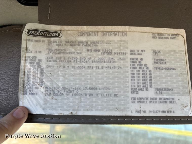 image for item YA1257 2016 Freightliner Business Class M2 forestry bucket truck