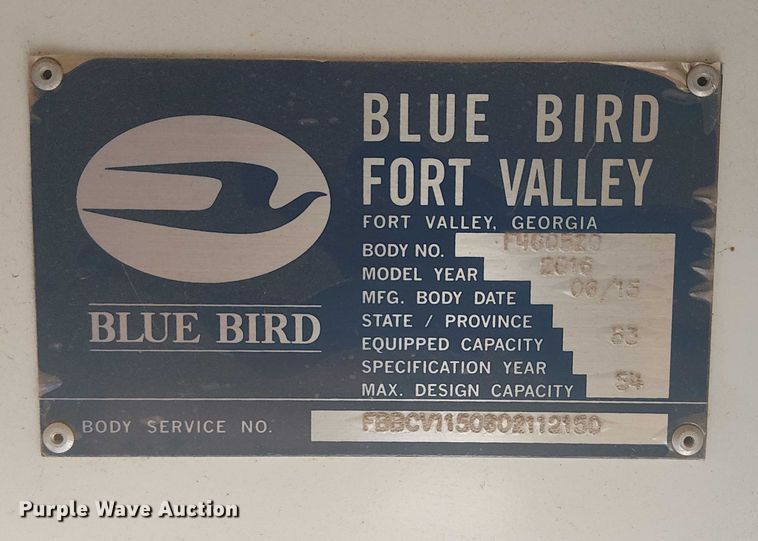 image for item DJ7851 2016 BlueBird Vison school bus