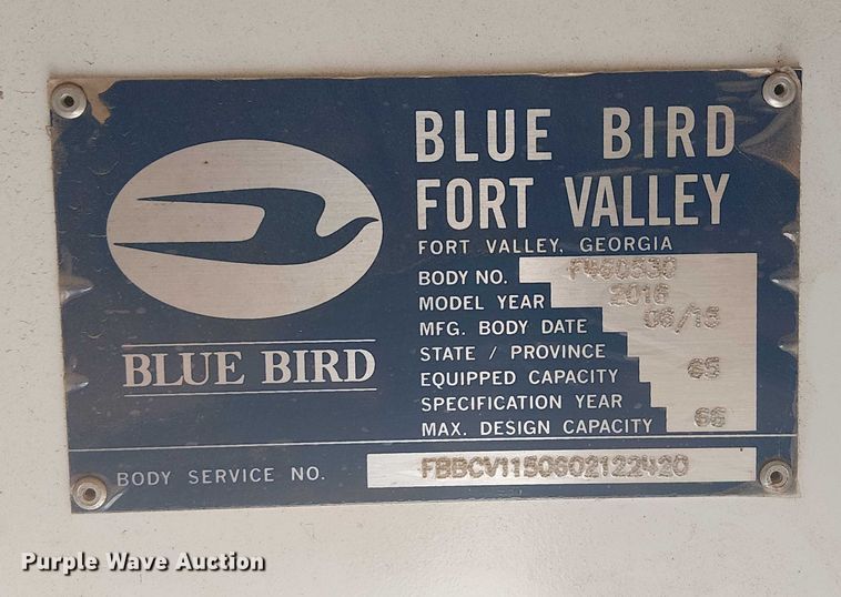 image for item DJ7852 2016 BlueBird Vison school bus