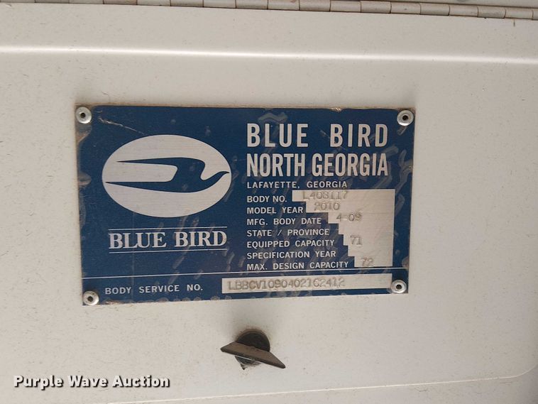 image for item DJ7853 2010 BlueBird Vison school bus