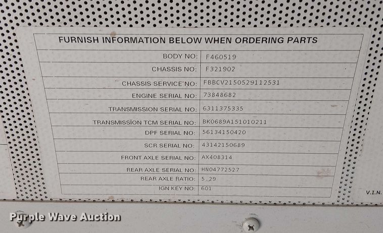 image for item DJ7854 2016 BlueBird Vision school bus