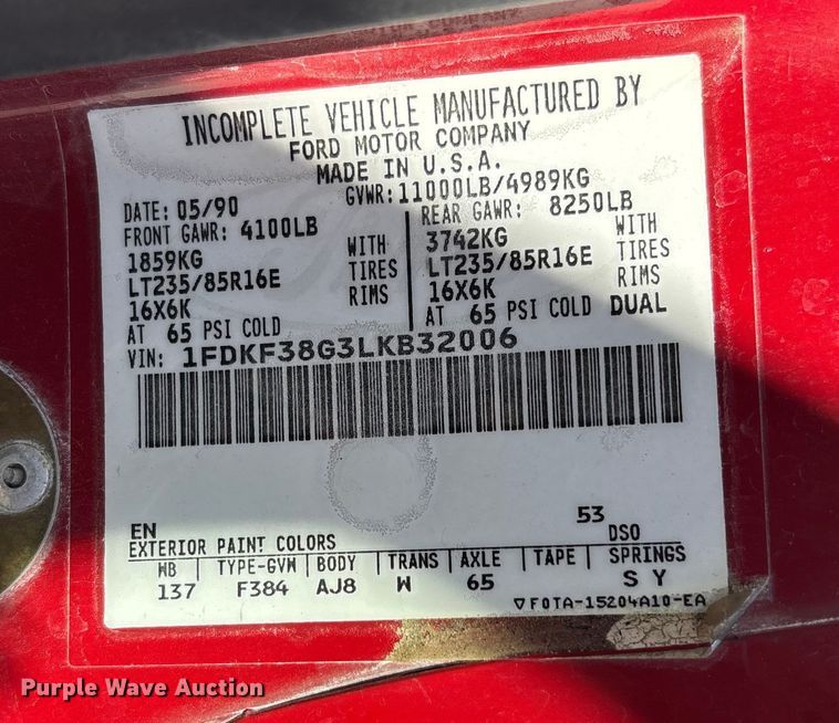 image for item DK0022 1990 Ford F350 brush fire truck