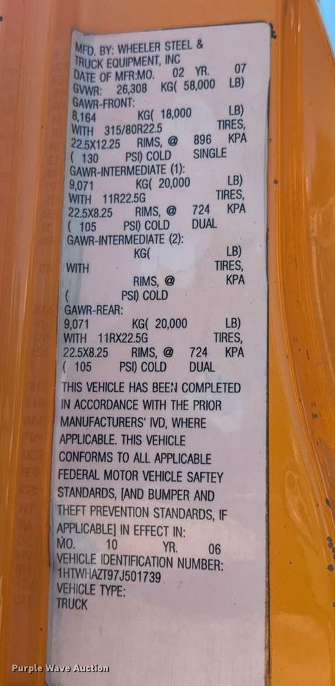 image for item DO2400 2007 International 7400 dump truck
