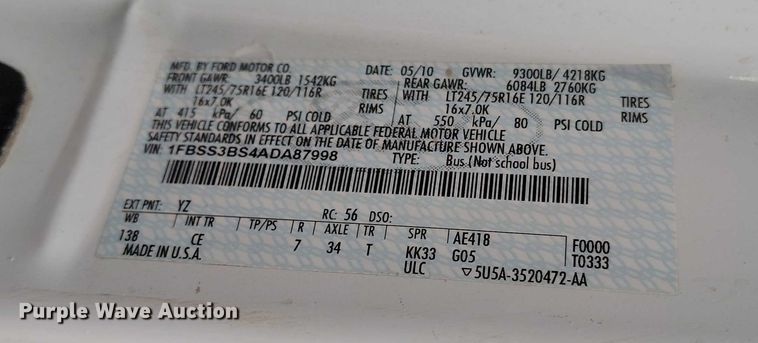 image for item DP5076 2010 Ford E350 Super Duty XL van