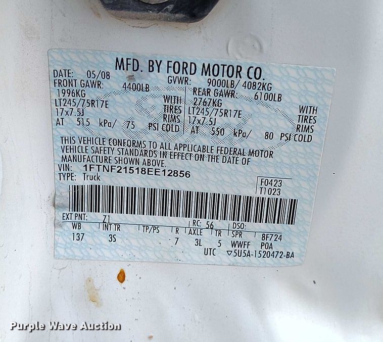 image for item DP5077 2008 Ford F250 Super Duty XL pickup truck